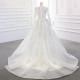 Noble Long-sleeved Lace Lace-up Wedding Dress Elegant Detachable Train Wedding Dress Exquisite Embroidery Wedding Dress