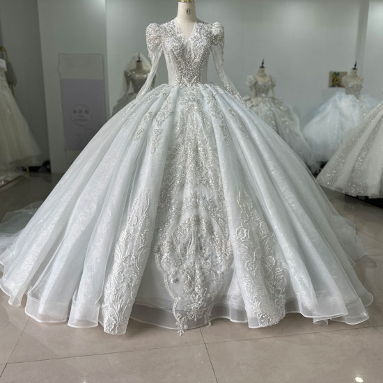 Glitter Heavy Beaded Ball Gown Women's Wedding Dresses