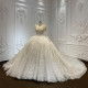 Luxury Lace High Plus Size Women's Puffy Ball Gown Wedding Dresses