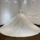 Luxury Lace High Plus Size Women's Puffy Ball Gown Wedding Dresses