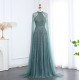 Arabic Turquoise Luxury Dubai Evening Dress With Cape Sleeves Caramel For Women Wedding Party