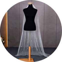 Genya Vintage Cathedral Pearl Mesh Bridal Veil Wedding Multi Size Decoration Accessories for Bride