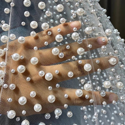 New Luxury Heavy Beading Bridal Pearl Veils 3 M Long Comb White Ivory Wedding Bridal Veil