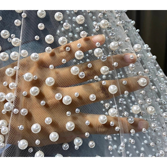 New Luxury Heavy Beading Bridal Pearl Veils 3 M Long Comb White Ivory Wedding Bridal Veil