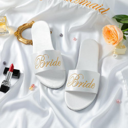 Party Decoration Wedding Bridal Shower Favor Party Silks Satin Shoes White Pink Women's Bride Bridesmaid Slippers