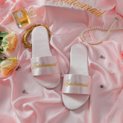 Party Decoration Wedding Bridal Shower Favor Party Silks Satin Shoes White Pink Women's Bride Bridesmaid Slippers